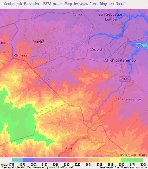 Xeabajcab,Guatemala Elevation Map