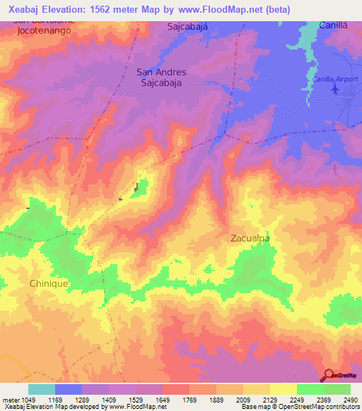 Xeabaj,Guatemala Elevation Map