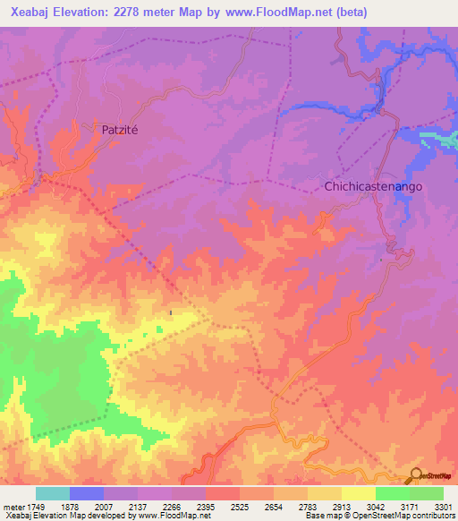 Xeabaj,Guatemala Elevation Map