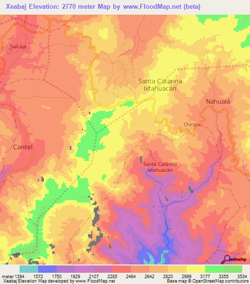 Xeabaj,Guatemala Elevation Map