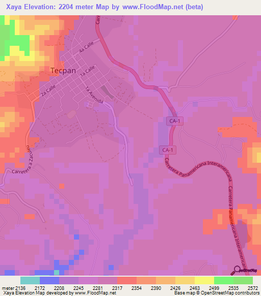 Xaya,Guatemala Elevation Map