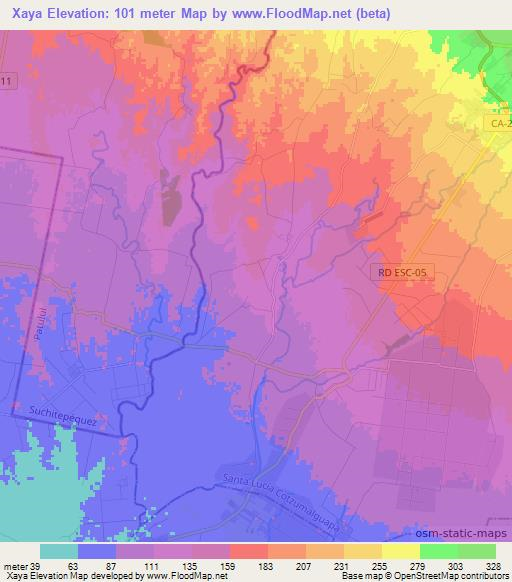 Xaya,Guatemala Elevation Map