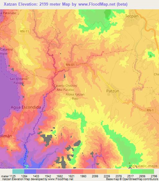 Xatzan,Guatemala Elevation Map