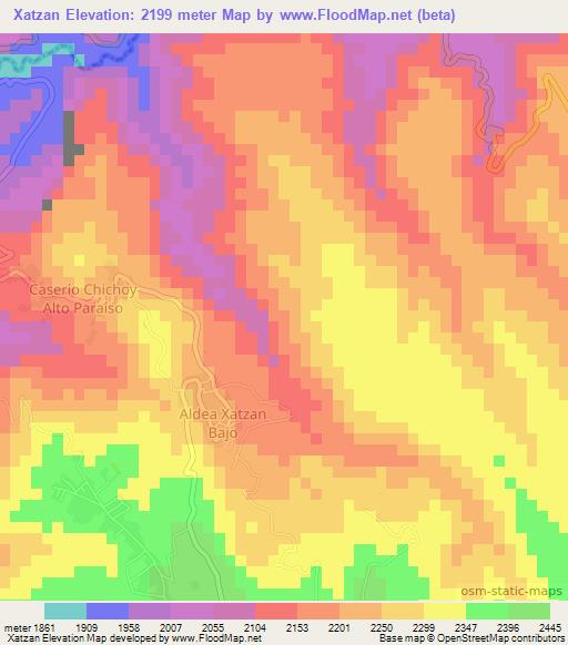 Xatzan,Guatemala Elevation Map