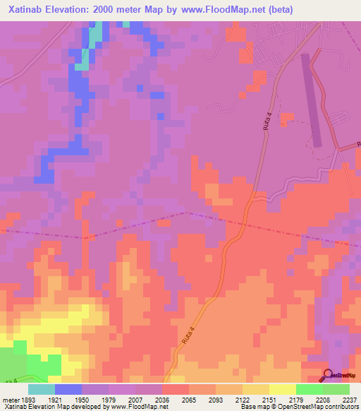 Xatinab,Guatemala Elevation Map