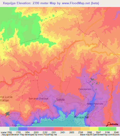 Xaquijya,Guatemala Elevation Map