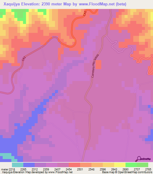 Xaquijya,Guatemala Elevation Map