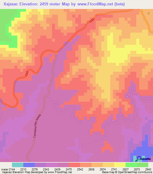 Xajaxac,Guatemala Elevation Map