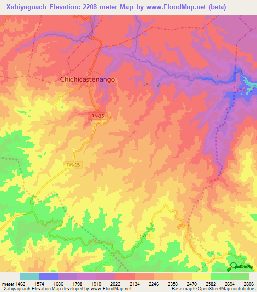 Xabiyaguach,Guatemala Elevation Map