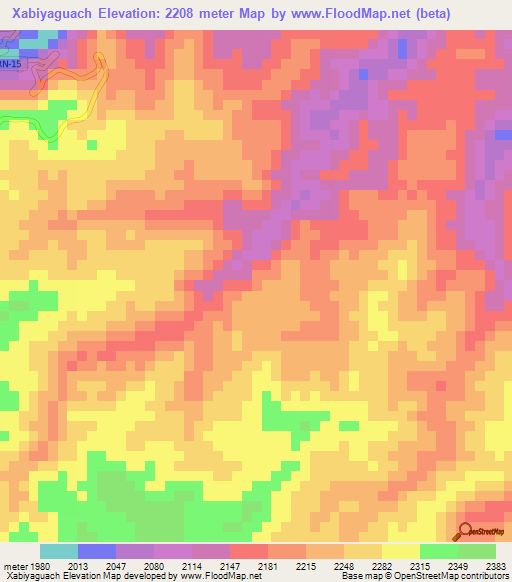 Xabiyaguach,Guatemala Elevation Map