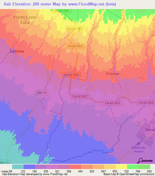 Xab,Guatemala Elevation Map