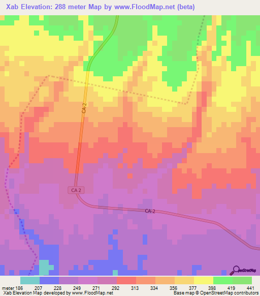 Xab,Guatemala Elevation Map