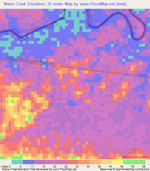 Warre Creek,Guatemala Elevation Map