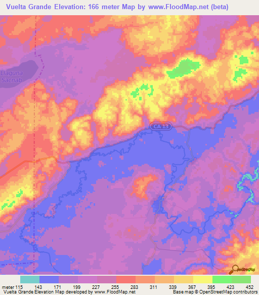 Vuelta Grande,Guatemala Elevation Map