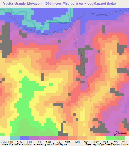 Vuelta Grande,Guatemala Elevation Map