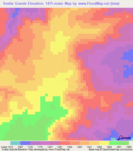 Vuelta Grande,Guatemala Elevation Map