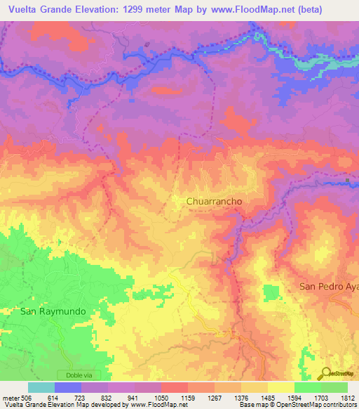 Vuelta Grande,Guatemala Elevation Map