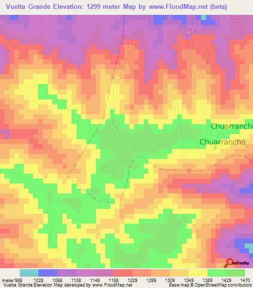 Vuelta Grande,Guatemala Elevation Map