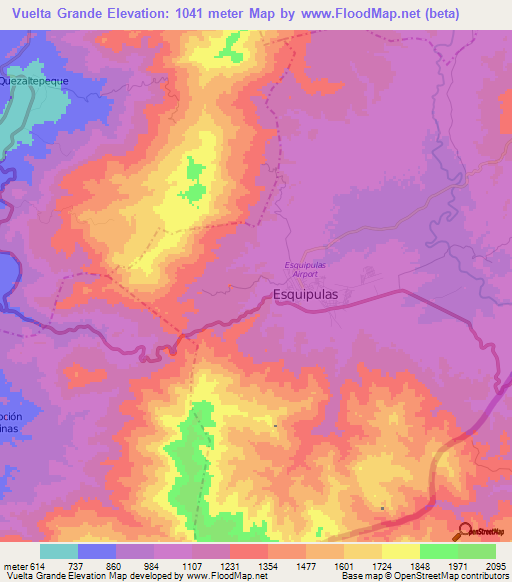 Vuelta Grande,Guatemala Elevation Map