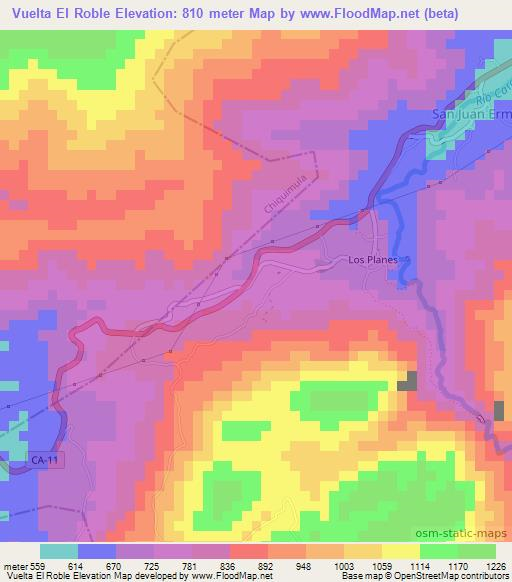 Vuelta El Roble,Guatemala Elevation Map