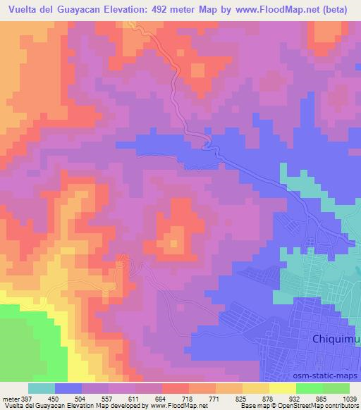 Vuelta del Guayacan,Guatemala Elevation Map