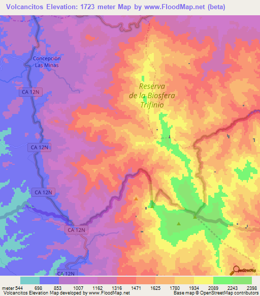 Volcancitos,Guatemala Elevation Map