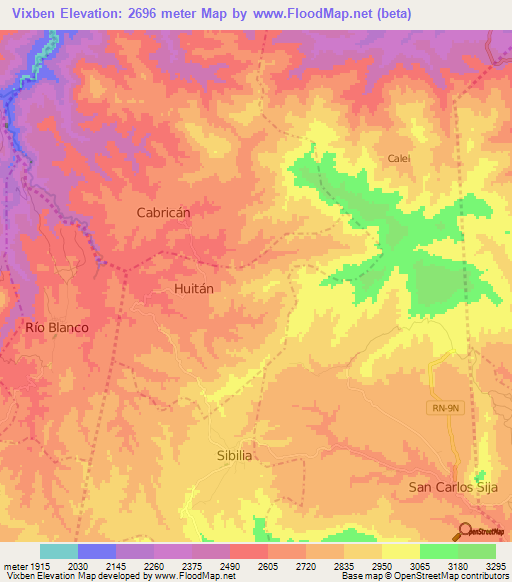 Vixben,Guatemala Elevation Map