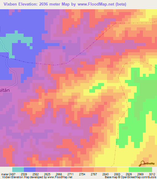 Vixben,Guatemala Elevation Map