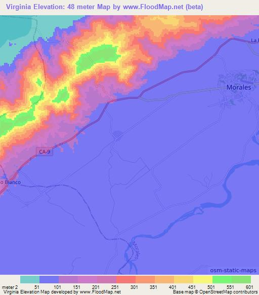 Virginia,Guatemala Elevation Map