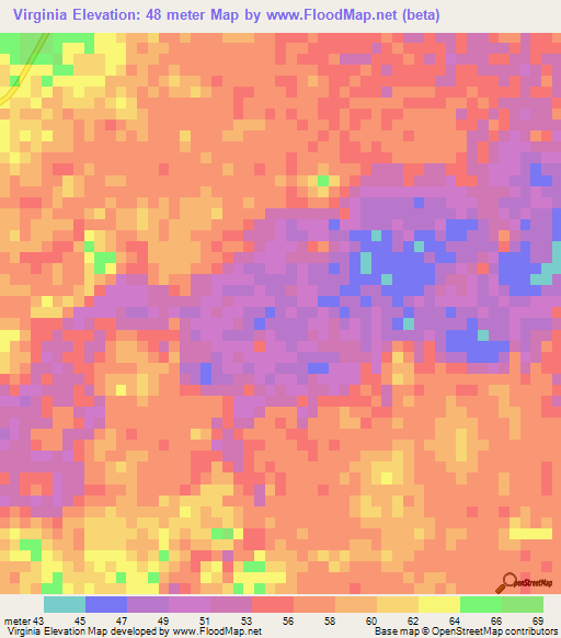 Virginia,Guatemala Elevation Map