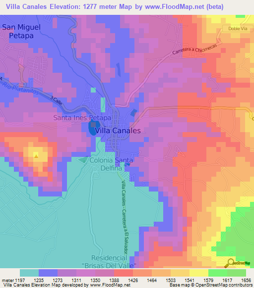 Villa Canales,Guatemala Elevation Map