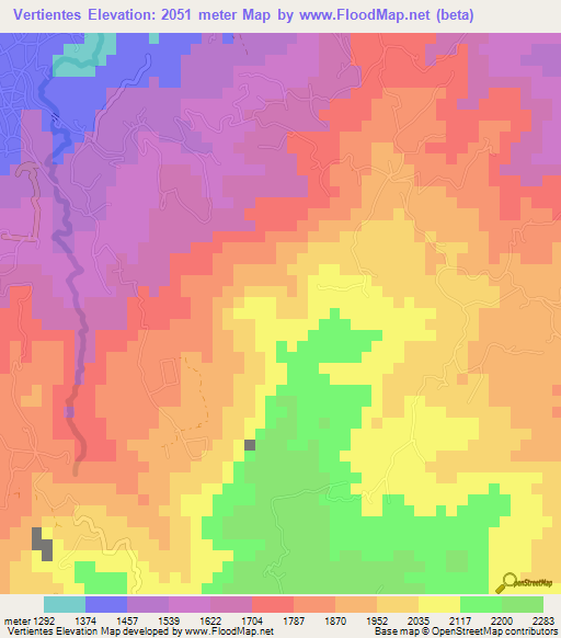 Vertientes,Guatemala Elevation Map