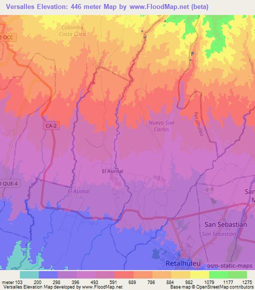 Versalles,Guatemala Elevation Map