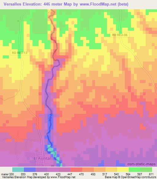 Versalles,Guatemala Elevation Map