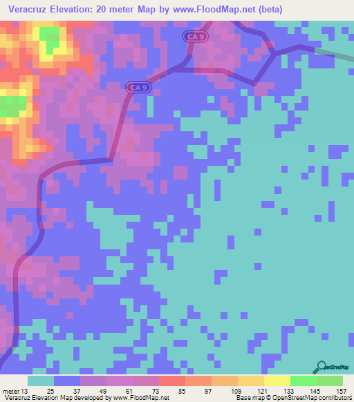 Veracruz,Guatemala Elevation Map