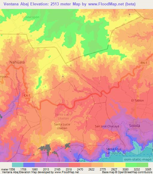 Ventana Abaj,Guatemala Elevation Map