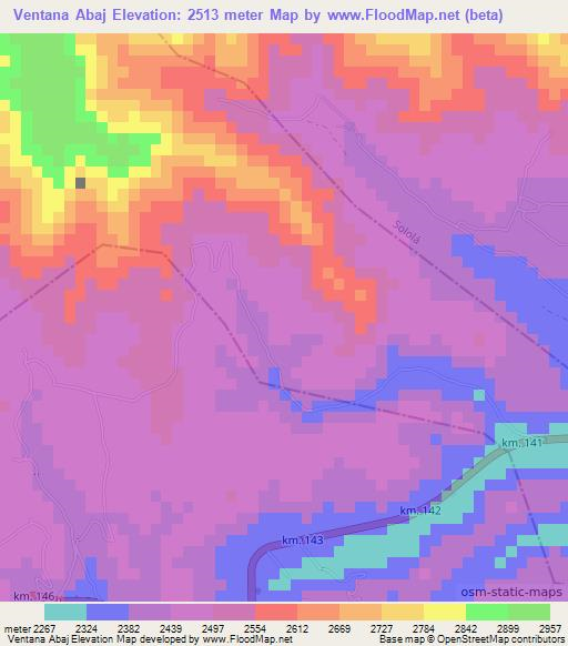 Ventana Abaj,Guatemala Elevation Map