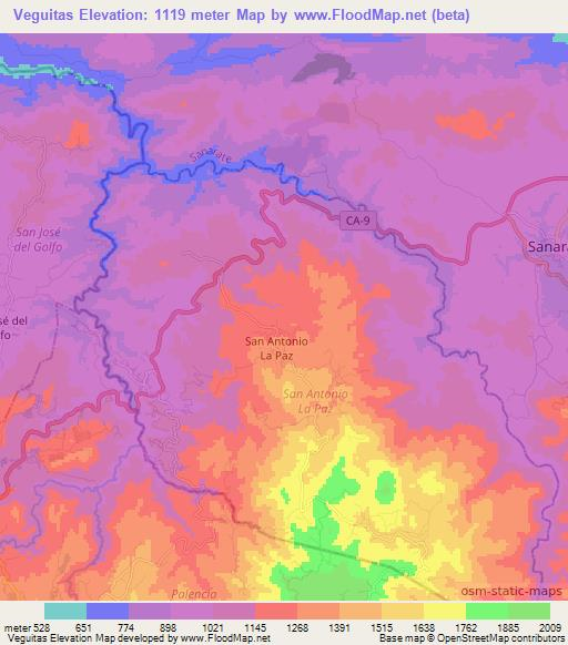 Veguitas,Guatemala Elevation Map