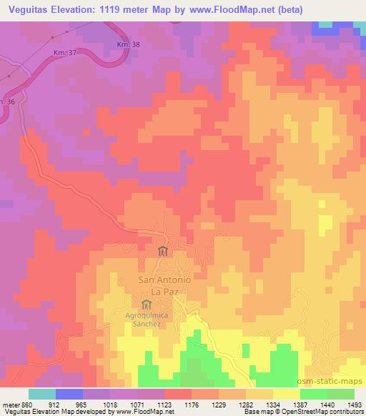 Veguitas,Guatemala Elevation Map