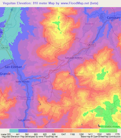 Veguitas,Guatemala Elevation Map