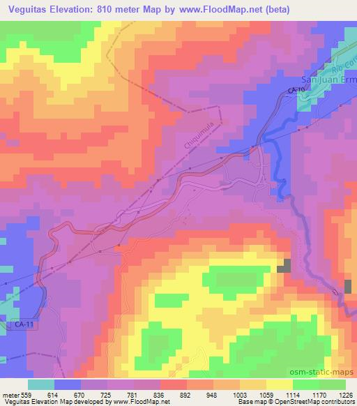 Veguitas,Guatemala Elevation Map