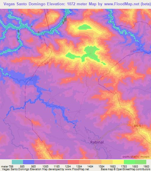 Vegas Santo Domingo,Guatemala Elevation Map