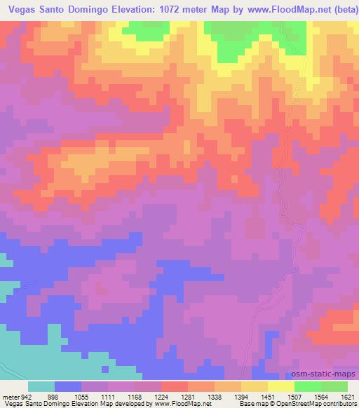 Vegas Santo Domingo,Guatemala Elevation Map