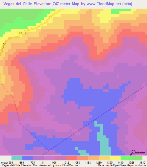 Vegas del Chile,Guatemala Elevation Map