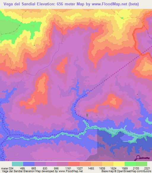 Vega del Sandial,Guatemala Elevation Map