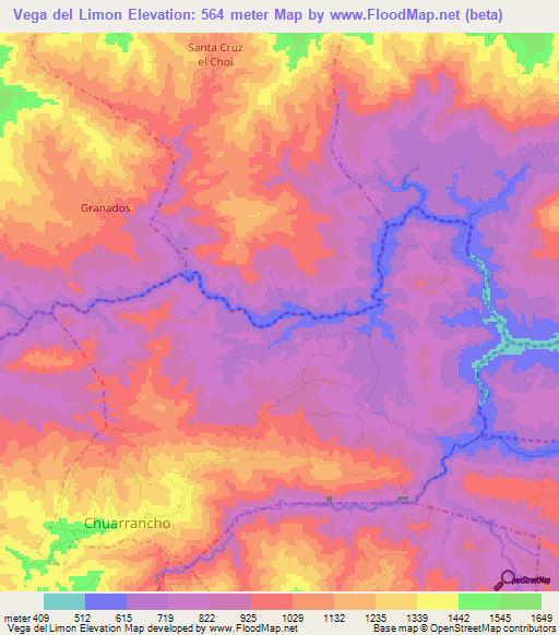 Vega del Limon,Guatemala Elevation Map