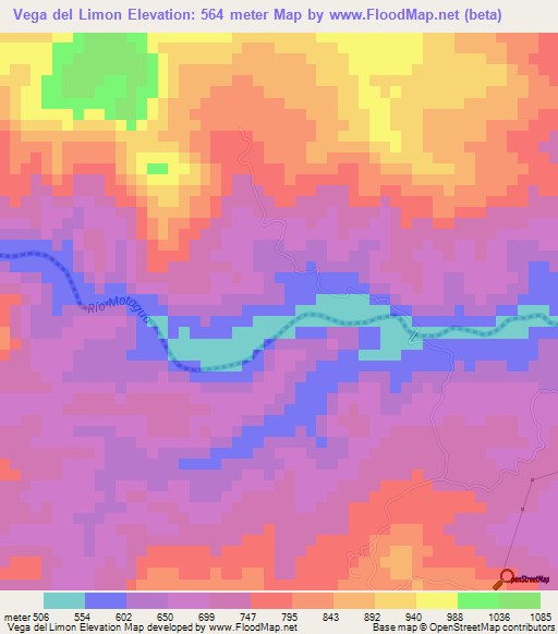 Vega del Limon,Guatemala Elevation Map