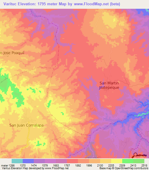 Varituc,Guatemala Elevation Map