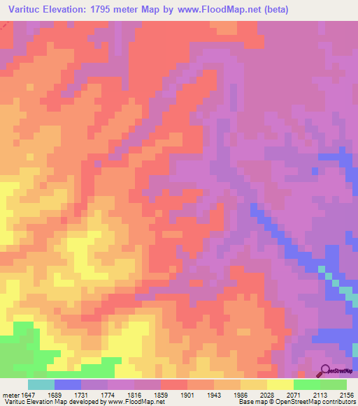 Varituc,Guatemala Elevation Map