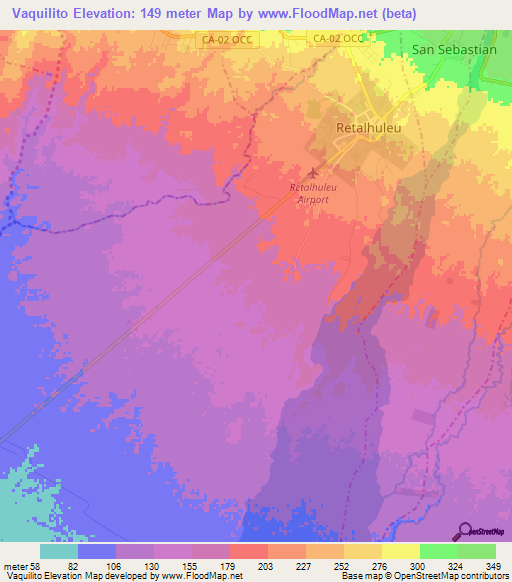 Vaquilito,Guatemala Elevation Map